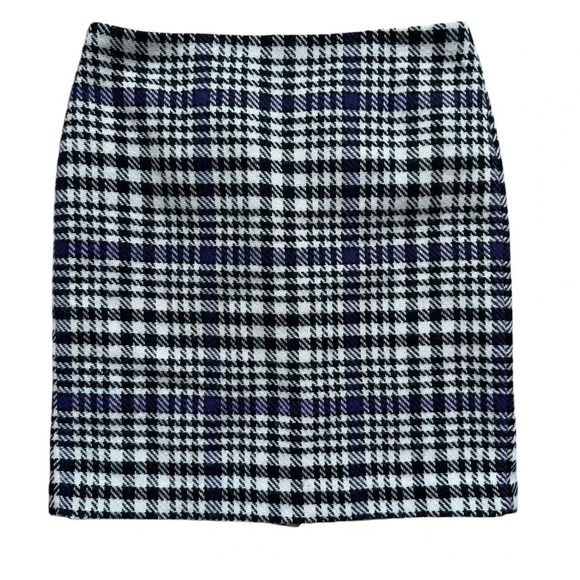 Talbots Houndstooth Tweed Black Purple White Pencil Straight Skirt Wool Blend 12 - Picture 1 of 7